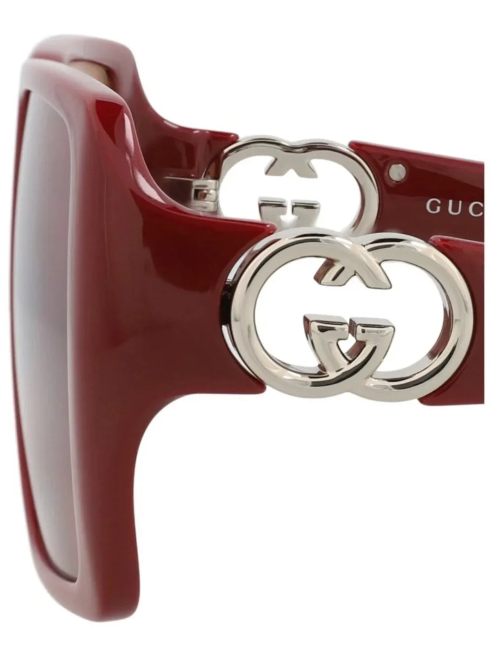 New Gucci Women's Sunglasses Square Rectangle Injection Frame Burgundy Burgundy